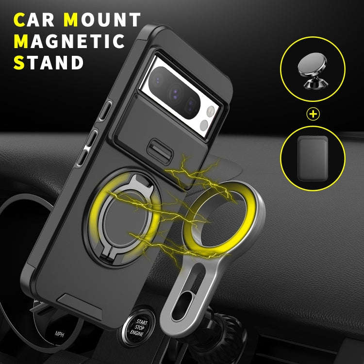 For Google Pixel 8 Pro Sliding Camshield Ring Holder Phone Case(Orange)