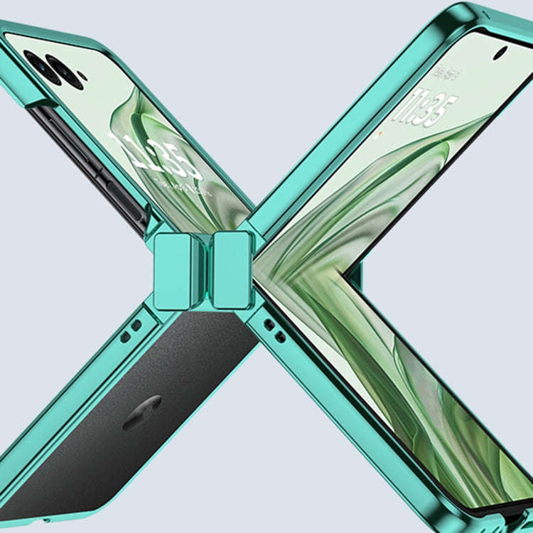 For Motorola Razr 50 Ultra Three Parts 6D Electroplating PC Shockproof Phone Case(Green)