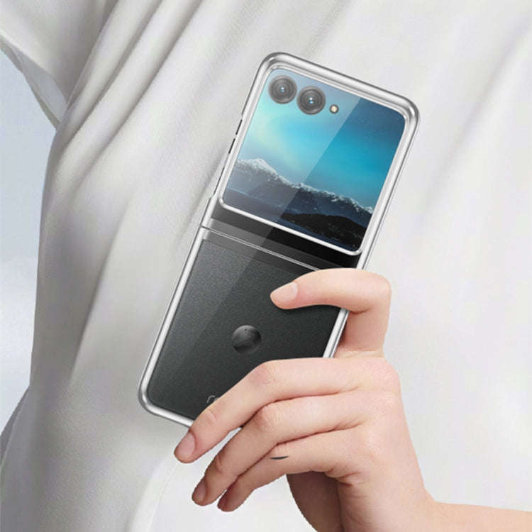 For Motorola Razr 50 Ultra 6D Electroplating PC Shockproof Phone Case(Silver)