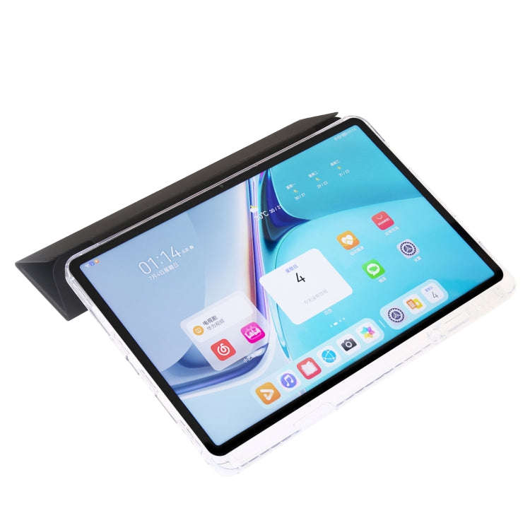 For Huawei Matepad SE 11 2024 Clear Acrylic 3-Fold Leather Tablet Case(Black)