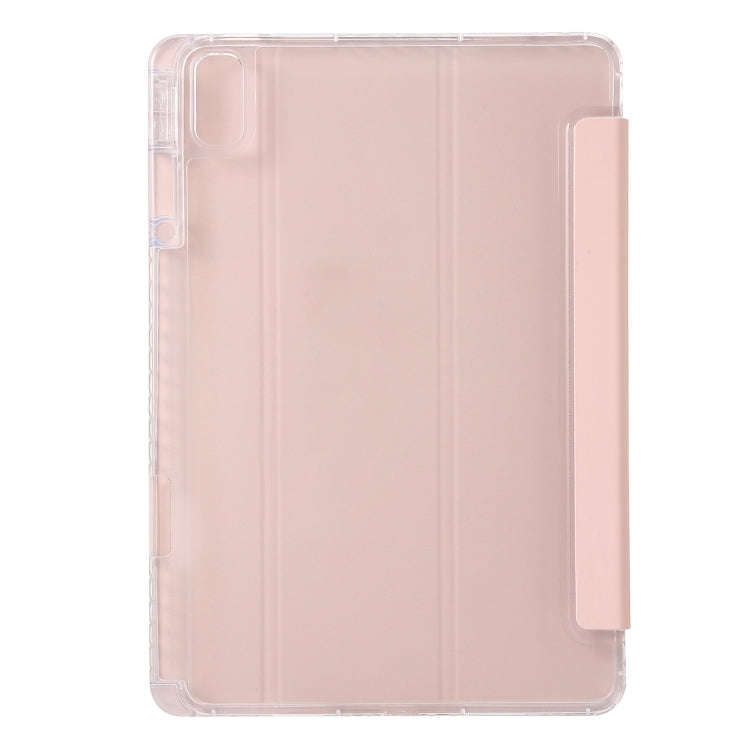 For Huawei Matepad SE 11 2024 Clear Acrylic 3-Fold Leather Tablet Case(Pink)