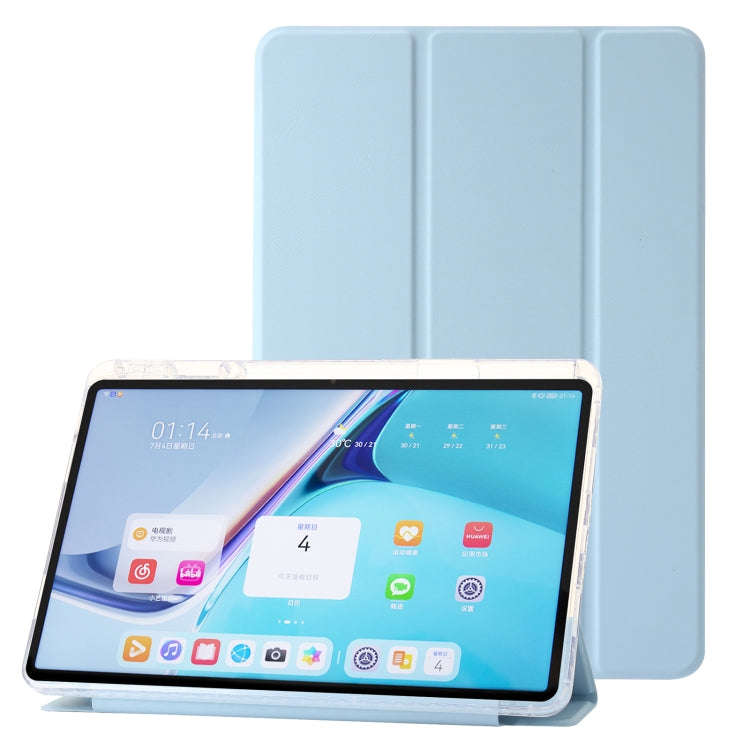 For Huawei Matepad SE 11 2024 Clear Acrylic 3-Fold Leather Tablet Case(Ice Blue)