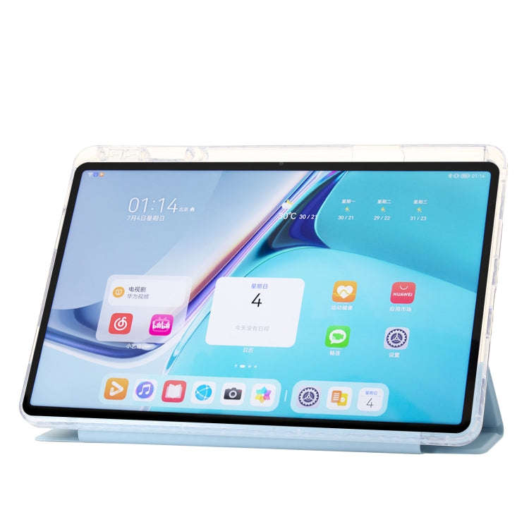 For Huawei Matepad SE 11 2024 Clear Acrylic 3-Fold Leather Tablet Case(Ice Blue)