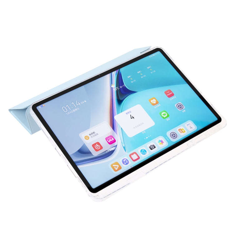 For Huawei Matepad SE 11 2024 Clear Acrylic 3-Fold Leather Tablet Case(Ice Blue)
