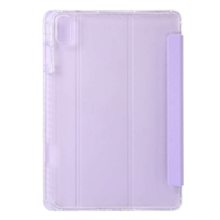 For Huawei Matepad SE 11 2024 Clear Acrylic 3-Fold Leather Tablet Case(Purple)