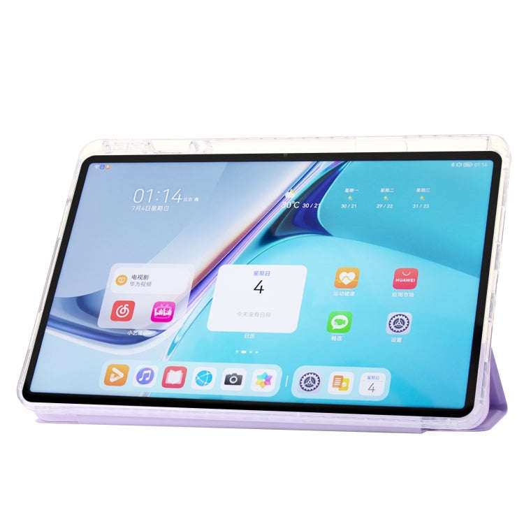 For Huawei Matepad SE 11 2024 Clear Acrylic 3-Fold Leather Tablet Case(Purple)