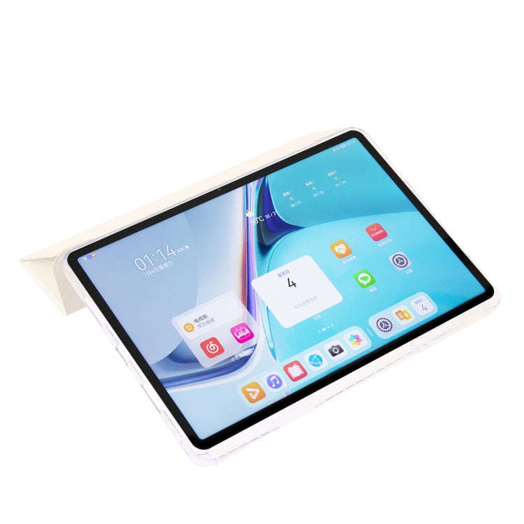 For Huawei Matepad SE 11 2024 Clear Acrylic 3-Fold Leather Tablet Case(White)