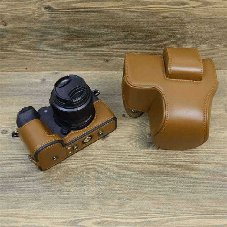For FUJIFILM X-S20 Full Body Leather Camera Case Bag with Strap(Brown)