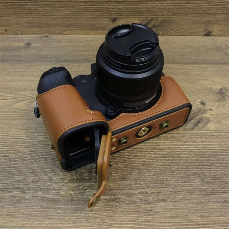 For FUJIFILM X-S20 Full Body Leather Camera Case Bag with Strap(Brown)