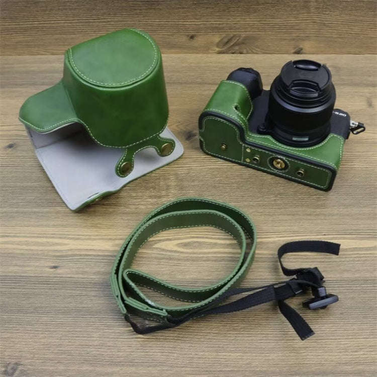 For FUJIFILM X-S20 Full Body Leather Camera Case Bag with Strap(Green)