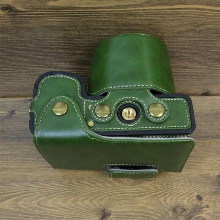 For FUJIFILM X-S20 Full Body Leather Camera Case Bag with Strap(Green)