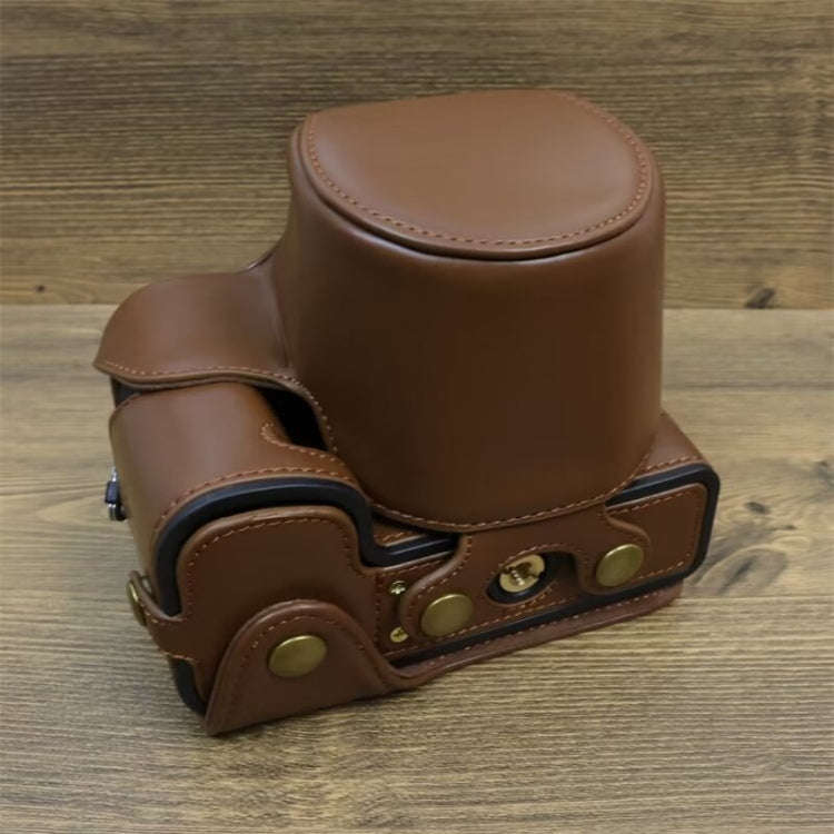For FUJIFILM X-S20 Full Body Leather Camera Case Bag with Strap(Coffee)