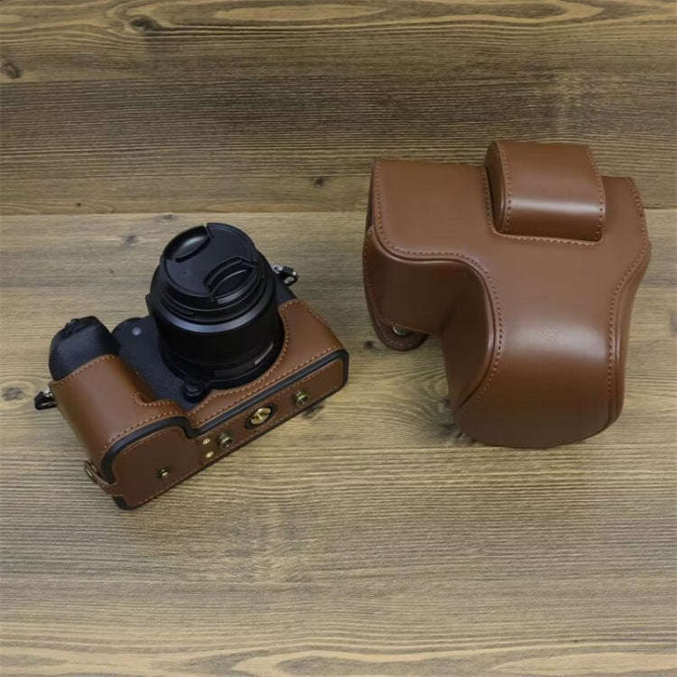 For FUJIFILM X-S20 Full Body Leather Camera Case Bag with Strap(Coffee)