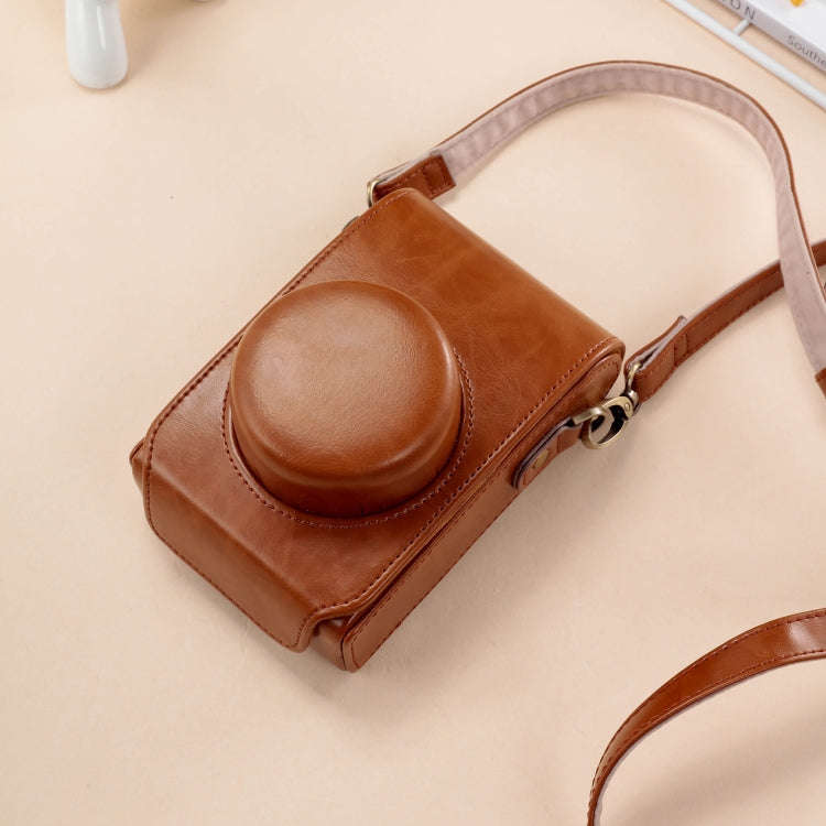For FUJIFILM X100VI Full Body Leather Camera Case Bag with Strap(Brown)