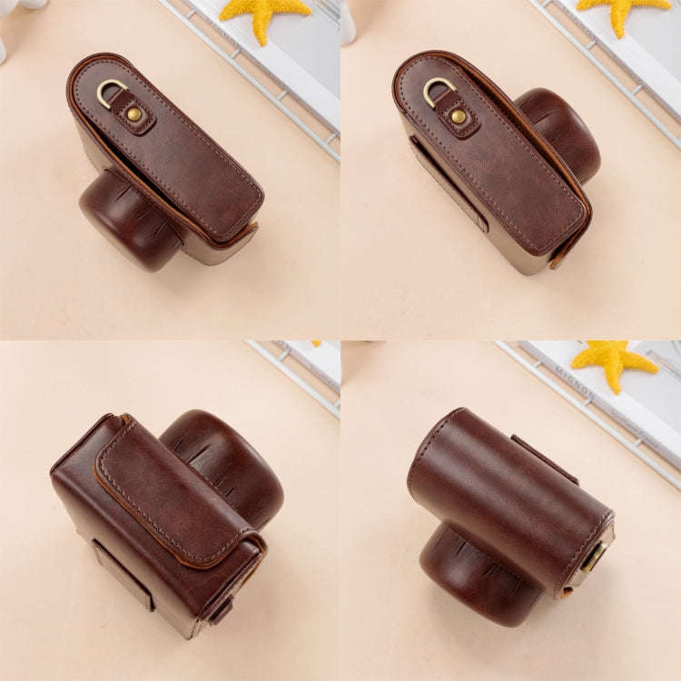 For FUJIFILM X100VI Full Body Leather Camera Case Bag with Strap(Brown)