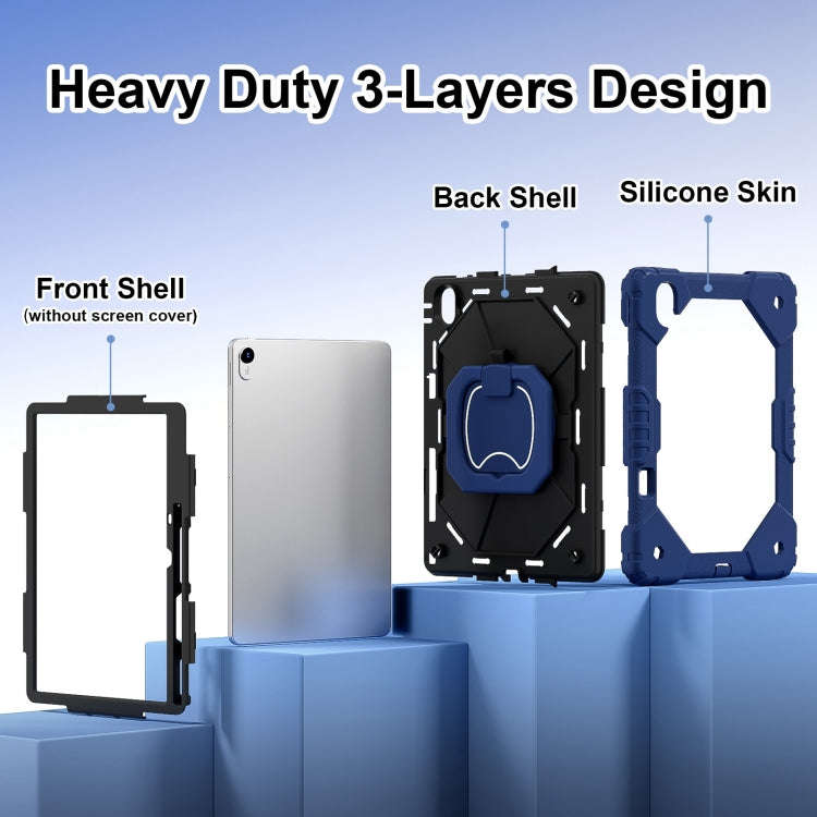 For Huawei Matepad 11.5 2023 Contrast Color Robot Silicone Hybrid PC Tablet Case(Navy Black)