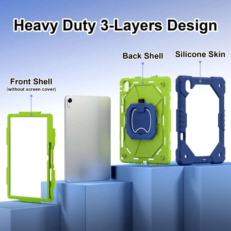For Huawei Matepad 11.5 2023 Contrast Color Robot Silicone Hybrid PC Tablet Case(Navy Yellow Green)