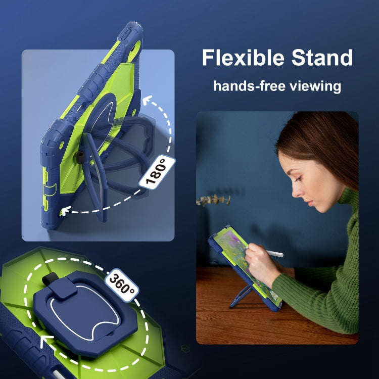 For Huawei Matepad 11.5 2023 Contrast Color Robot Silicone Hybrid PC Tablet Case(Navy Yellow Green)