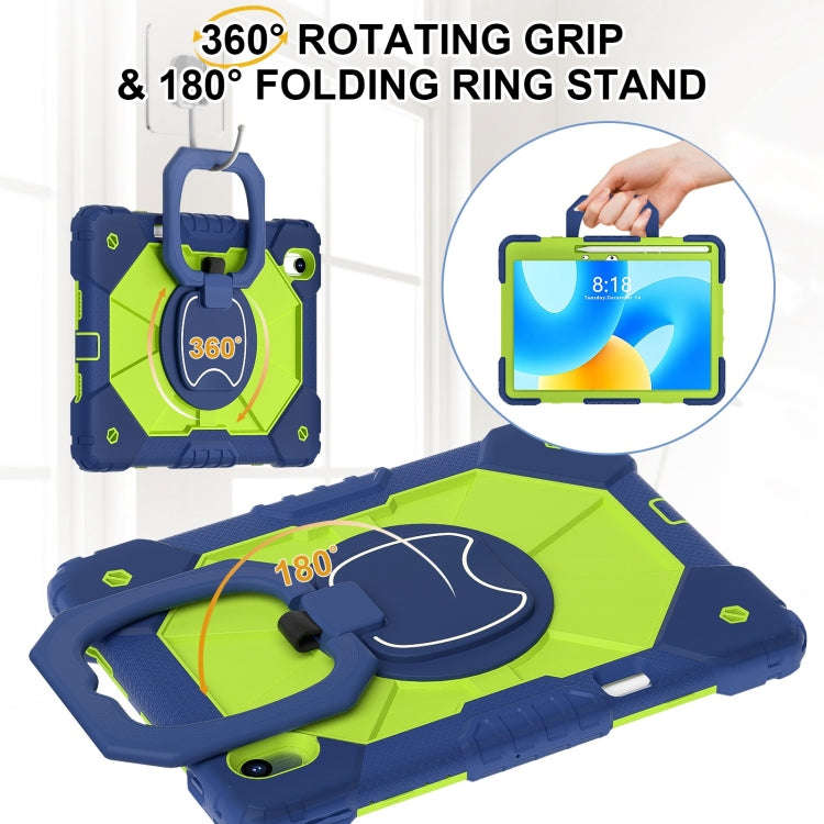 For Huawei Matepad 11.5 2023 Contrast Color Robot Silicone Hybrid PC Tablet Case(Navy Yellow Green)