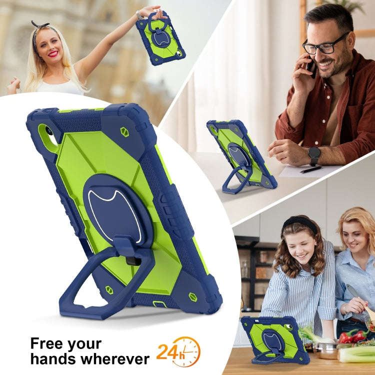 For Huawei Matepad 11.5 2023 Contrast Color Robot Silicone Hybrid PC Tablet Case(Navy Yellow Green)
