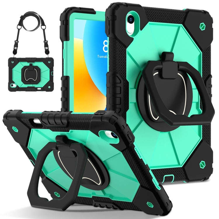 For Huawei Matepad 11.5 2023 Contrast Color Robot Silicone Hybrid PC Tablet Case(Black Mint Green)
