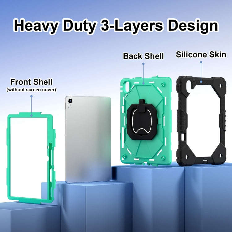 For Huawei Matepad 11.5 2023 Contrast Color Robot Silicone Hybrid PC Tablet Case(Black Mint Green)