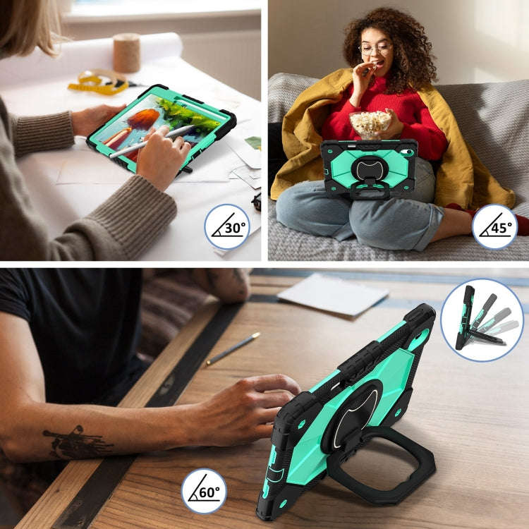For Huawei Matepad 11.5 2023 Contrast Color Robot Silicone Hybrid PC Tablet Case(Black Mint Green)