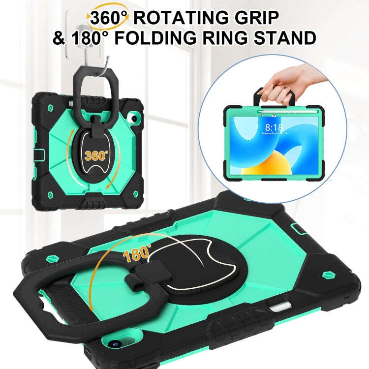 For Huawei Matepad 11.5 2023 Contrast Color Robot Silicone Hybrid PC Tablet Case(Black Mint Green)