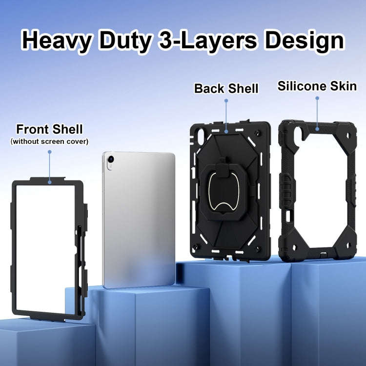 For Huawei Matepad 11.5 2023 Contrast Color Robot Silicone Hybrid PC Tablet Case(Black)