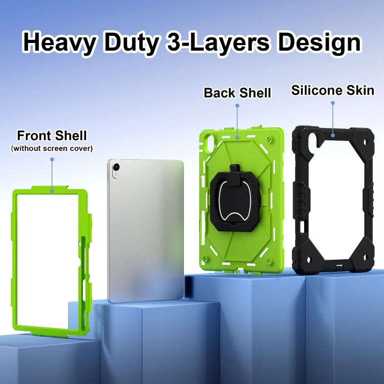 For Huawei Matepad 11.5 2023 Contrast Color Robot Silicone Hybrid PC Tablet Case(Black Yellow Green)