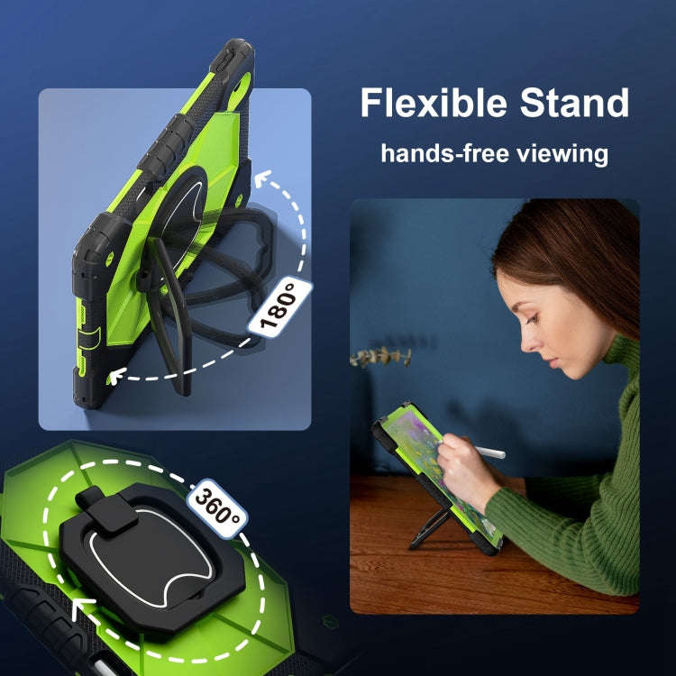 For Huawei Matepad 11.5 2023 Contrast Color Robot Silicone Hybrid PC Tablet Case(Black Yellow Green)