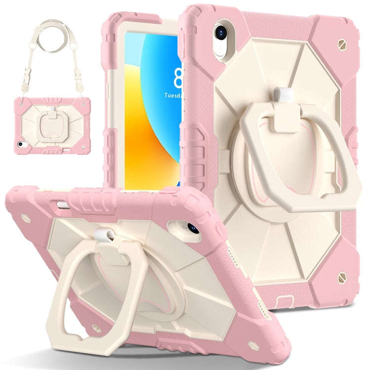 For Huawei Matepad 11.5 2023 Contrast Color Robot Silicone Hybrid PC Tablet Case(Rose Gold Beige)