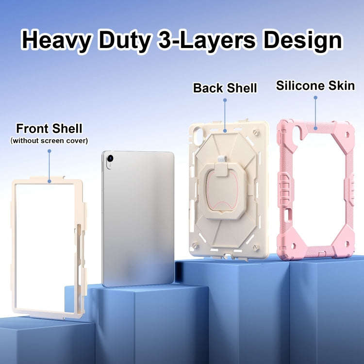 For Huawei Matepad 11.5 2023 Contrast Color Robot Silicone Hybrid PC Tablet Case(Rose Gold Beige)