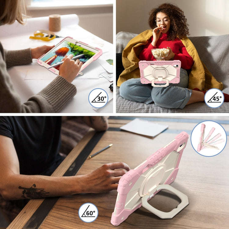 For Huawei Matepad 11.5 2023 Contrast Color Robot Silicone Hybrid PC Tablet Case(Rose Gold Beige)