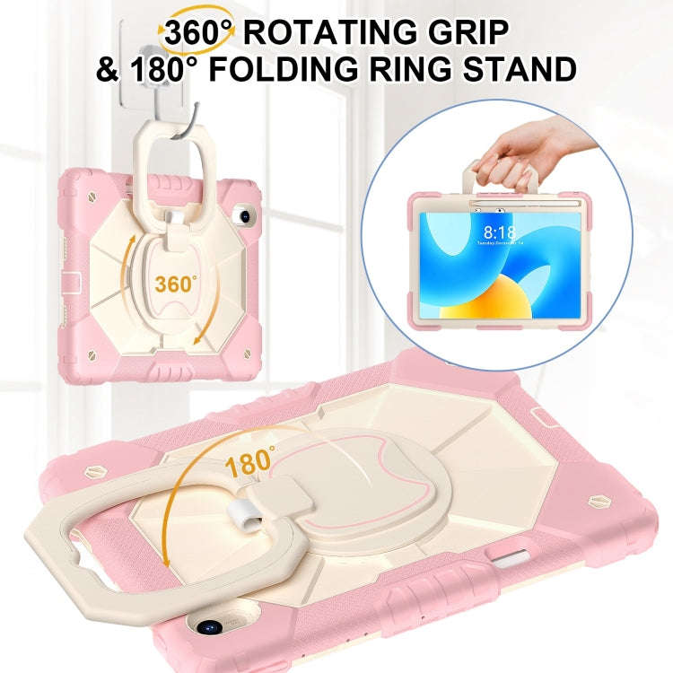 For Huawei Matepad 11.5 2023 Contrast Color Robot Silicone Hybrid PC Tablet Case(Rose Gold Beige)