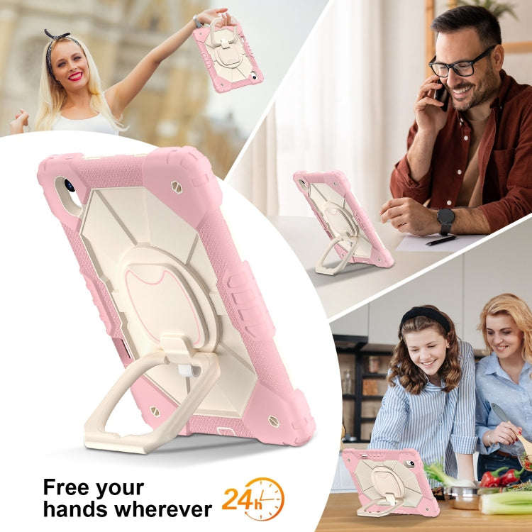 For Huawei Matepad 11.5 2023 Contrast Color Robot Silicone Hybrid PC Tablet Case(Rose Gold Beige)