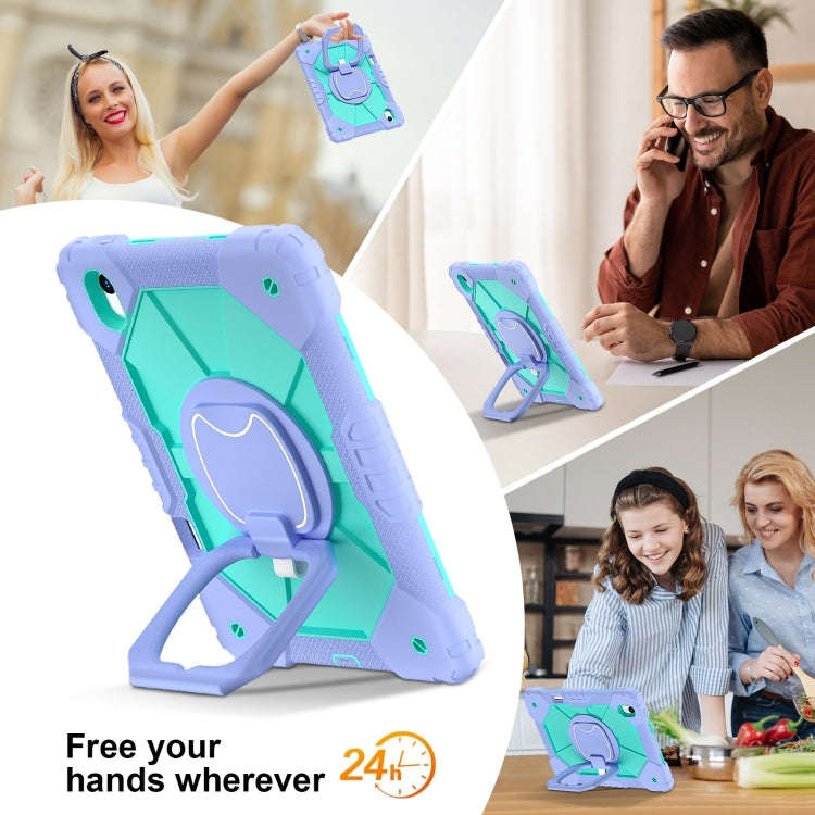 For Huawei Matepad 11.5 2023 Contrast Color Robot Silicone Hybrid PC Tablet Case(Purple Mint Green)