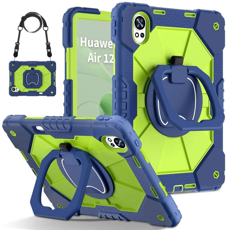 For Huawei MatePad Air 12 2024 Contrast Color Robot Silicone Hybrid PC Tablet Case(Navy Yellow Gr...