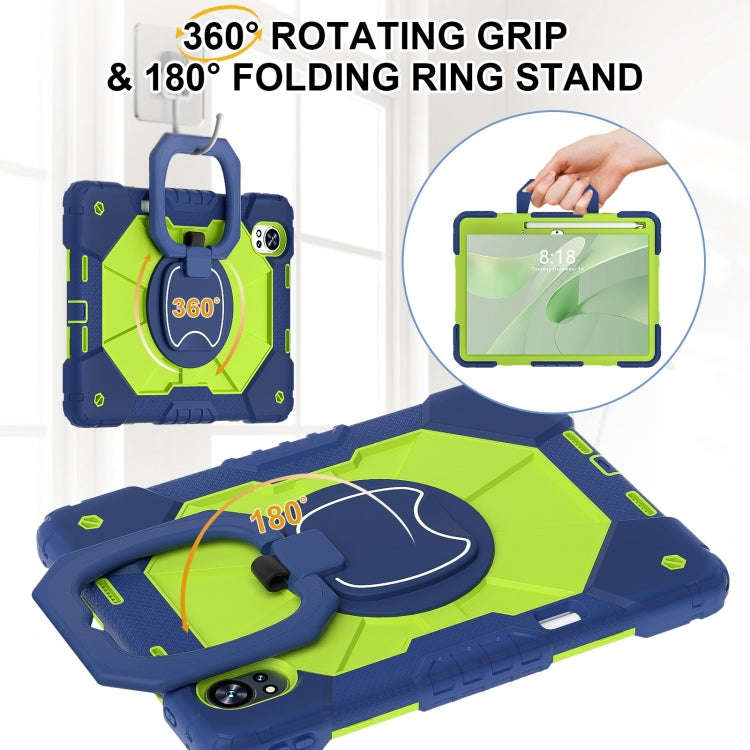 For Huawei MatePad Air 12 2024 Contrast Color Robot Silicone Hybrid PC Tablet Case(Navy Yellow Gr...