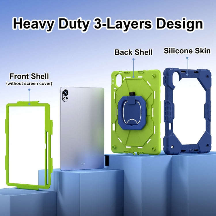 For Huawei MatePad Air 12 2024 Contrast Color Robot Silicone Hybrid PC Tablet Case(Navy Yellow Gr...