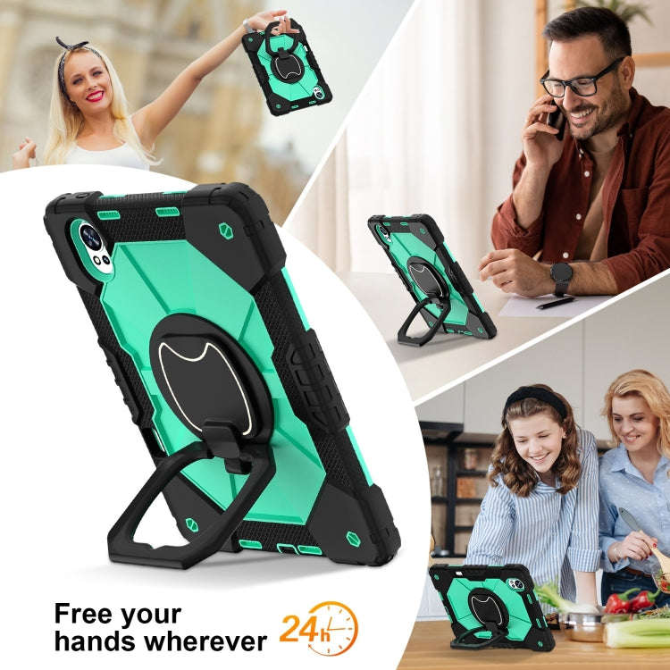 For Huawei MatePad Air 12 2024 Contrast Color Robot Silicone Hybrid PC Tablet Case(Black Mint Green)