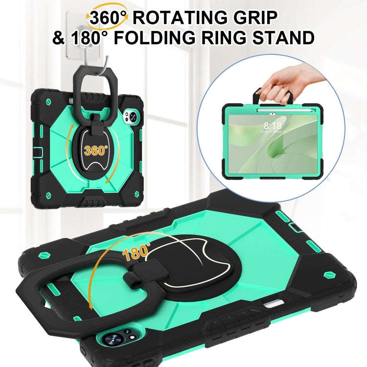 For Huawei MatePad Air 12 2024 Contrast Color Robot Silicone Hybrid PC Tablet Case(Black Mint Green)
