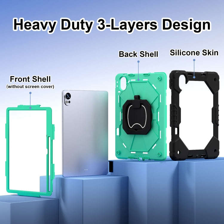 For Huawei MatePad Air 12 2024 Contrast Color Robot Silicone Hybrid PC Tablet Case(Black Mint Green)