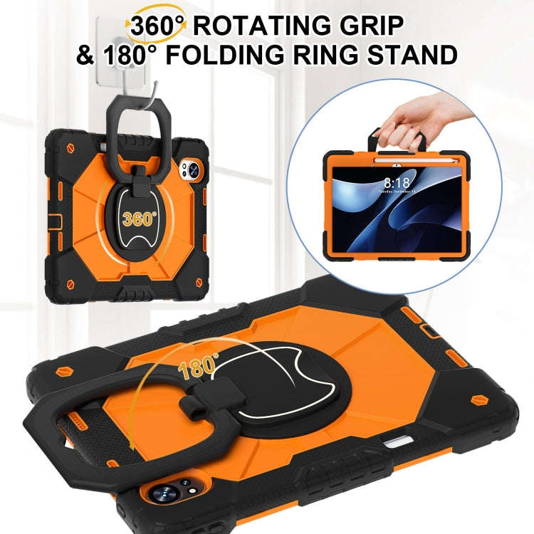 For Huawei MatePad Air 12 2024 Contrast Color Robot Silicone Hybrid PC Tablet Case(Black Orange)