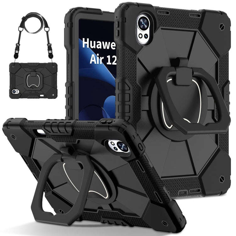 For Huawei MatePad Air 12 2024 Contrast Color Robot Silicone Hybrid PC Tablet Case(Black)