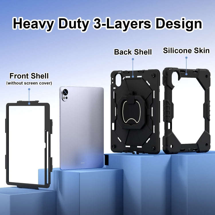 For Huawei MatePad Air 12 2024 Contrast Color Robot Silicone Hybrid PC Tablet Case(Black)