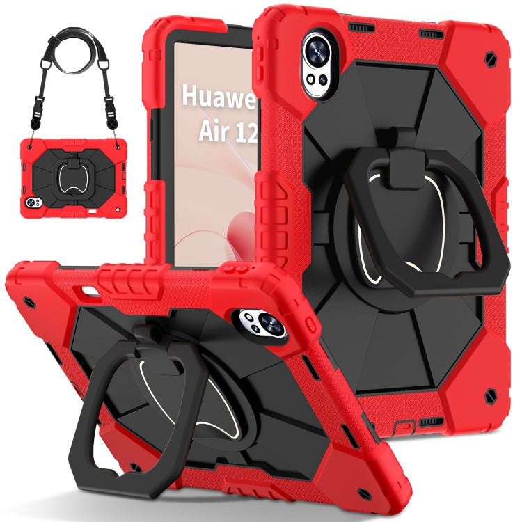 For Huawei MatePad Air 12 2024 Contrast Color Robot Silicone Hybrid PC Tablet Case(Red Black)