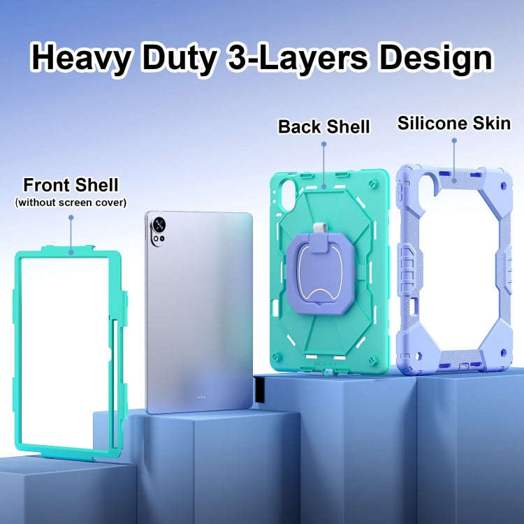 For Huawei MatePad Air 12 2024 Contrast Color Robot Silicone Hybrid PC Tablet Case(Purple Mint Gr...