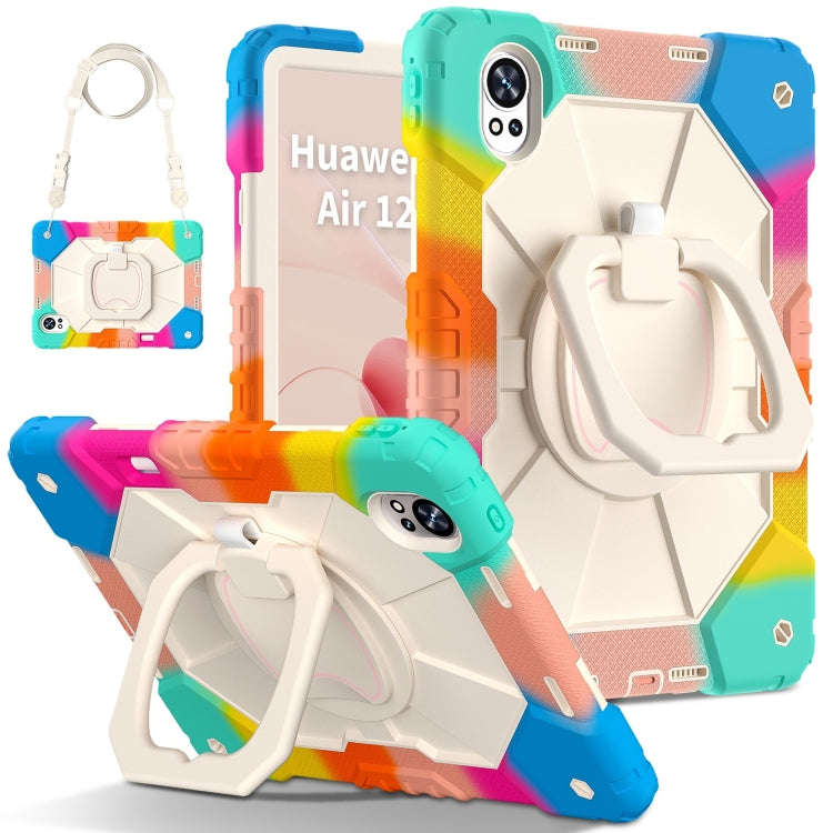 For Huawei MatePad Air 12 2024 Contrast Color Robot Silicone Hybrid PC Tablet Case(Colorful Blue)