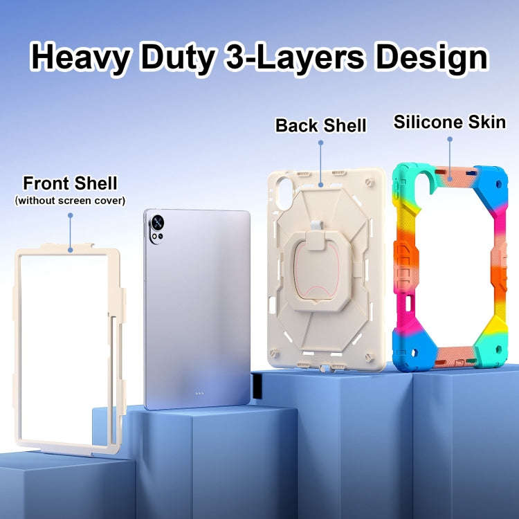 For Huawei MatePad Air 12 2024 Contrast Color Robot Silicone Hybrid PC Tablet Case(Colorful Blue)